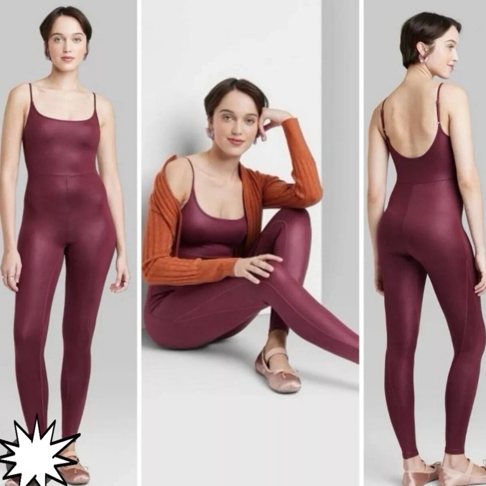 Wild Fable Burgundy Bodycon Form Fitted Jumpsuit Size Meduim